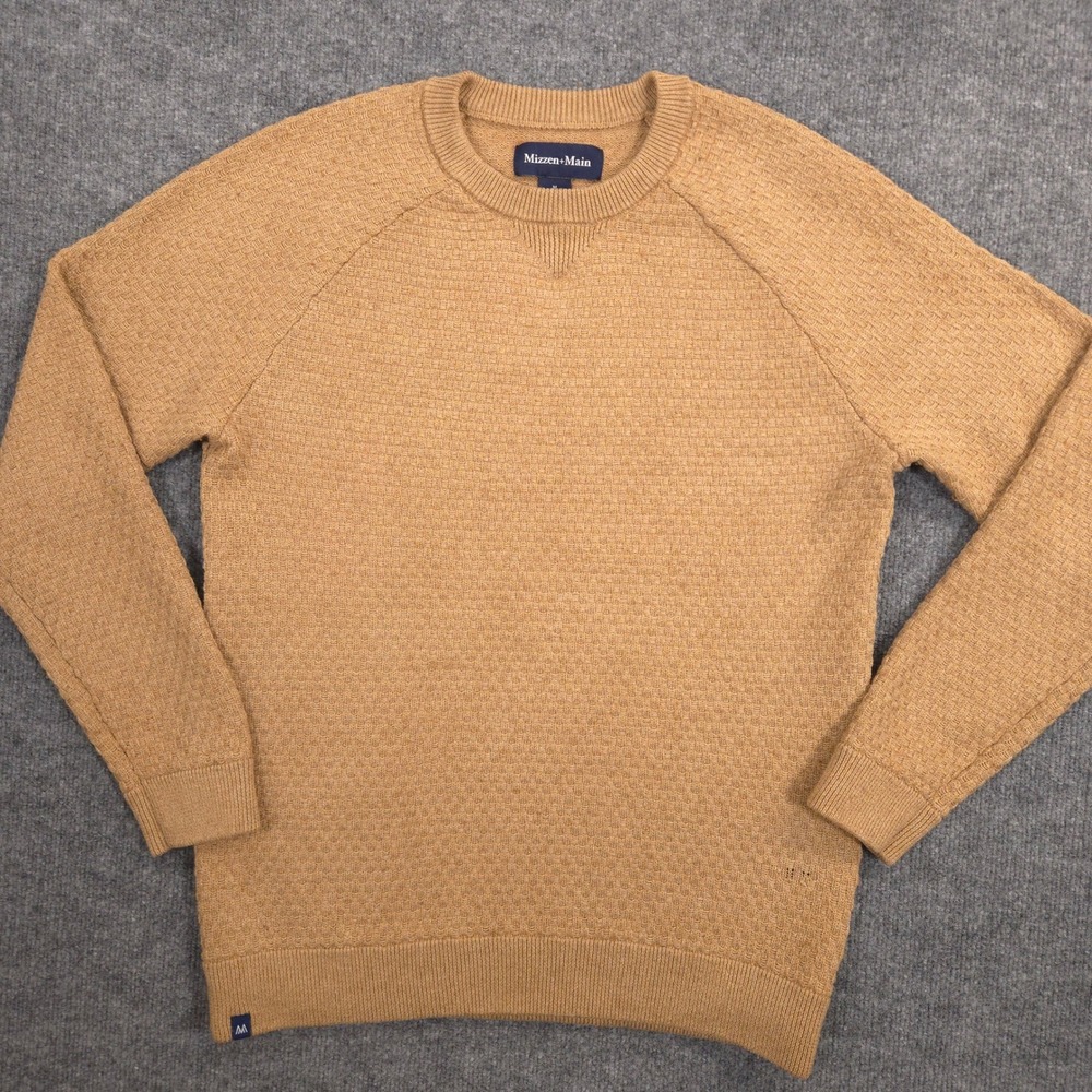 Mizzen+Main Hillcrest Crewneck Sweater Mens M Brown Merino Wool Blend Pullover